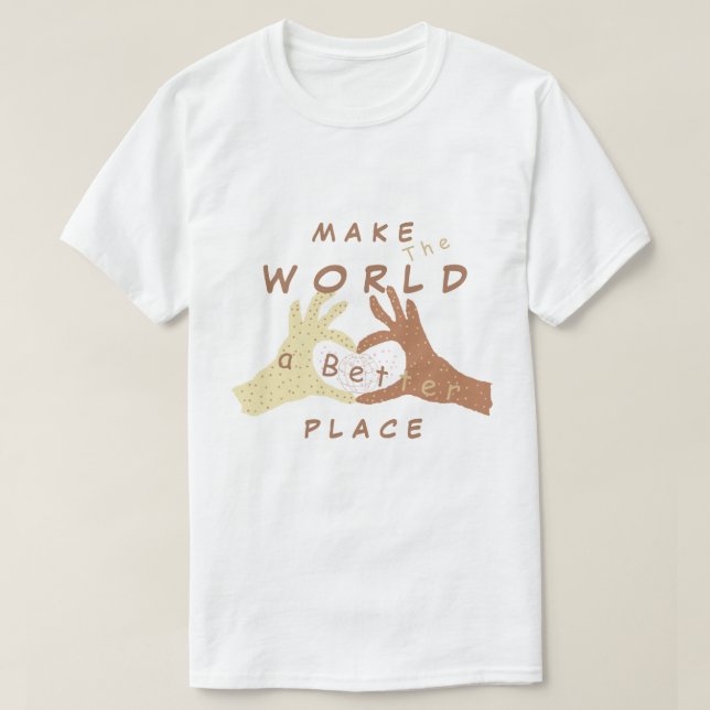 Camiseta Torne o mundo um lugar melhor - juntos - branco (Frente do Design)