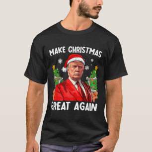Camiseta Torne o Natal Grande Novamente Funny Santa Trump 2