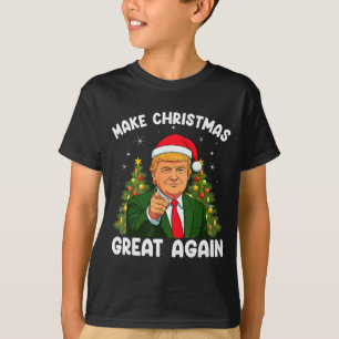 Camiseta Torne o Natal Grande Novamente Funny Santa Trump X