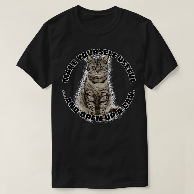Camiseta Torne o seu útil e abra um gato (Frente do Design)