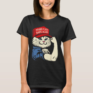 Camiseta Torne Os Gatos Seguros De Chapéu Vermelho Para Tru