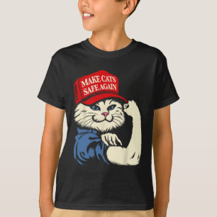 Camiseta Torne os Gatos Seguros Novamente Chapéu Vermelho G