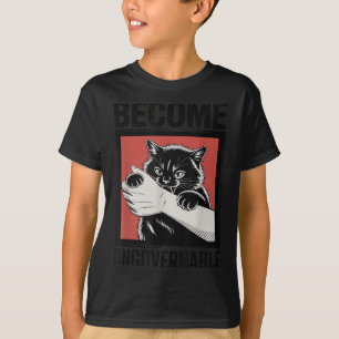 Camiseta Torne-se ingovernável - Gato Negro Mordendo Mão En