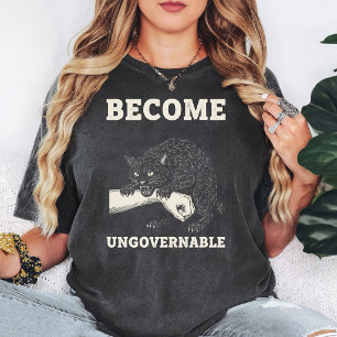 Camiseta Torne-se Ingovernável Gato Preto Estilo Vintage