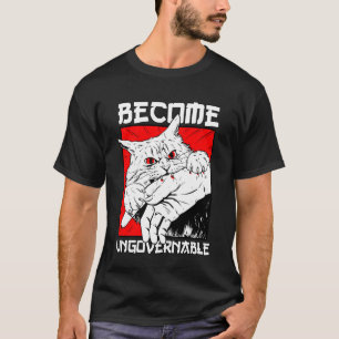 Camiseta Torne-se Ingovernável Mordida de Gato Preto Humor