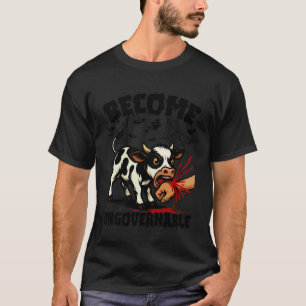 Camiseta Torne-se Ingovernável Vaca Engraçada de Halloween