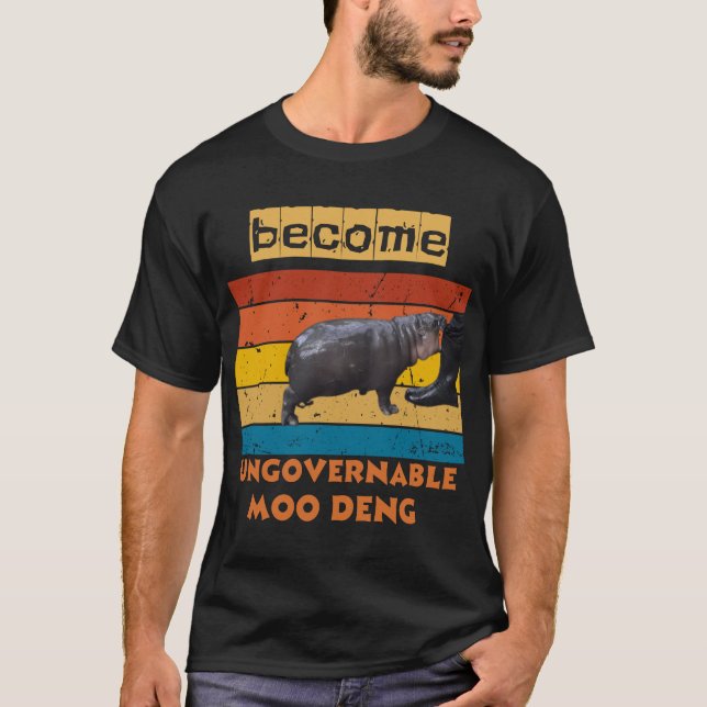 Camiseta Torne-se um bebê engraçado ingovernável Hippo Moo  (Frente)