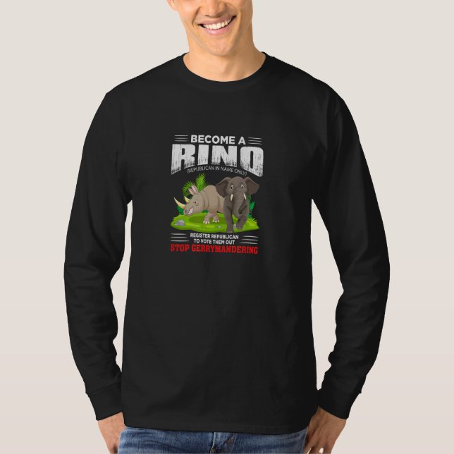 Camiseta Torne-Se Um Rino Stop Gerrymandering (Frente)