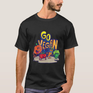Camiseta Torne-se Vegano.Abróbora, tomate, cenouras e bróco