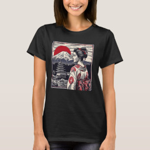 Camiseta Torneio de Arte Japonês Monte Fuji Floral Geis