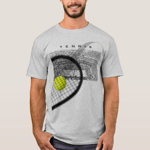 Camiseta Torneio de Tênis Com Raquete Atingindo Bola