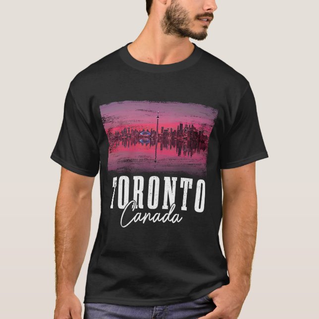Camiseta Toronto Skyline Ontario Canada Maple Leaf Canadens (Frente)