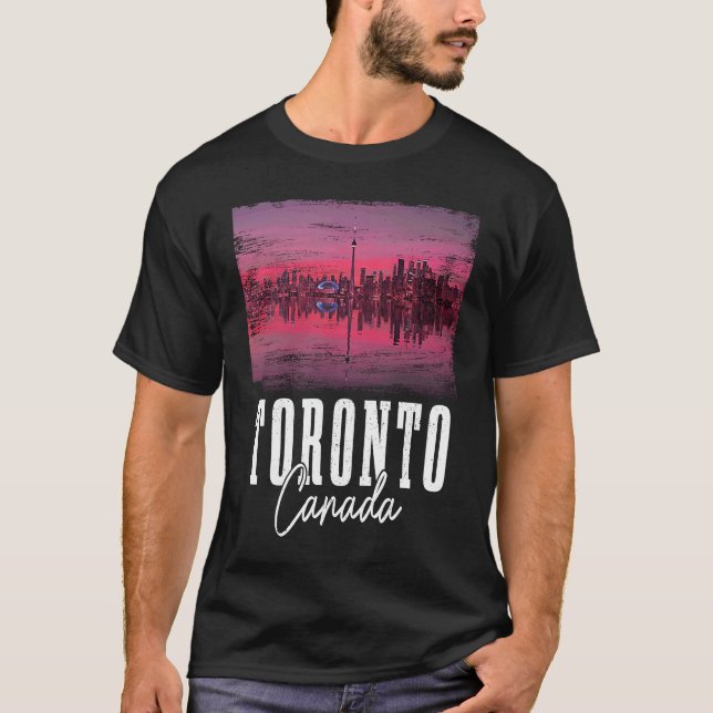 Camiseta Toronto Skyline Ontario Canada Maple Leaf Canadens (Frente)
