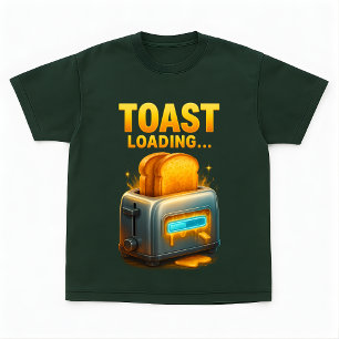 Camiseta Torrada Carregando Design de Café da Manhã Engraça