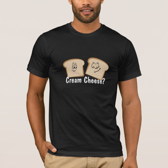Camiseta Torrada Creme Queijo Engraçado Camiseta-Casal (Frente)
