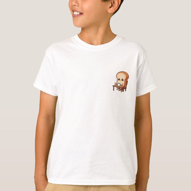 Camiseta Torrada de Café da Manhã Cansada Crianças (Frente)
