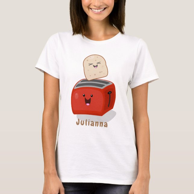 Camiseta Torrada de kawaii e desenho animado em torradeira  (Frente)