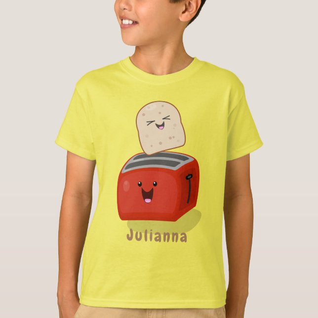 Camiseta Torrada de kawaii e desenho animado em torradeira  (Frente)