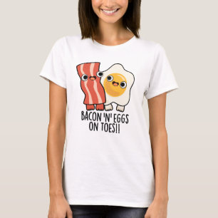 Camiseta Torradas Divertidas com Bacon e Ovos nos Dedos dos