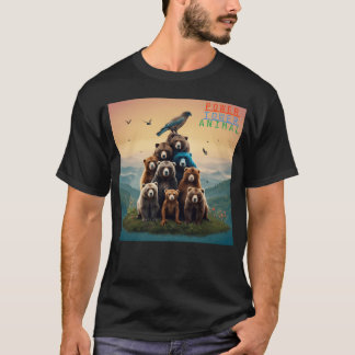 Camiseta Torre de animais poder retrô