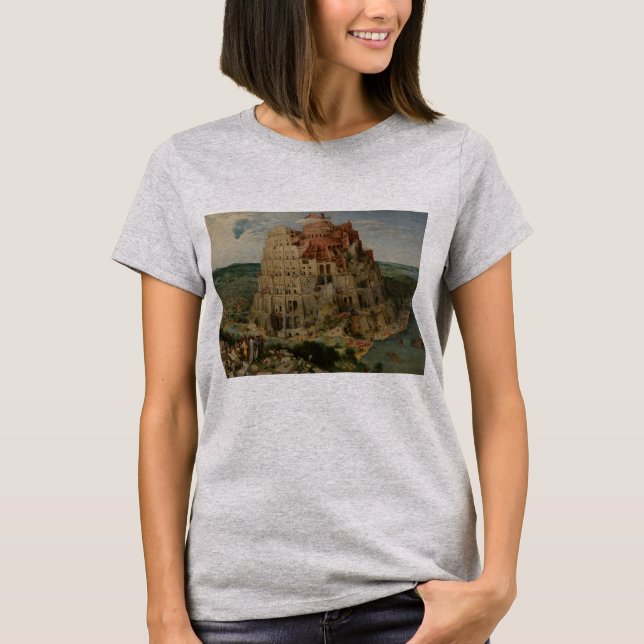 Camiseta Torre de Babel por Peter Bruegel, o Velho (Frente)