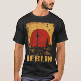 Camiseta Torre de Berlim - Silhueria de cidade sunset angus