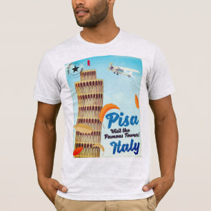 Camiseta Torre de Pisa impressão vintage de férias.
