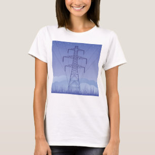 Camiseta Torre de transmissão de energia elétrica no céu no