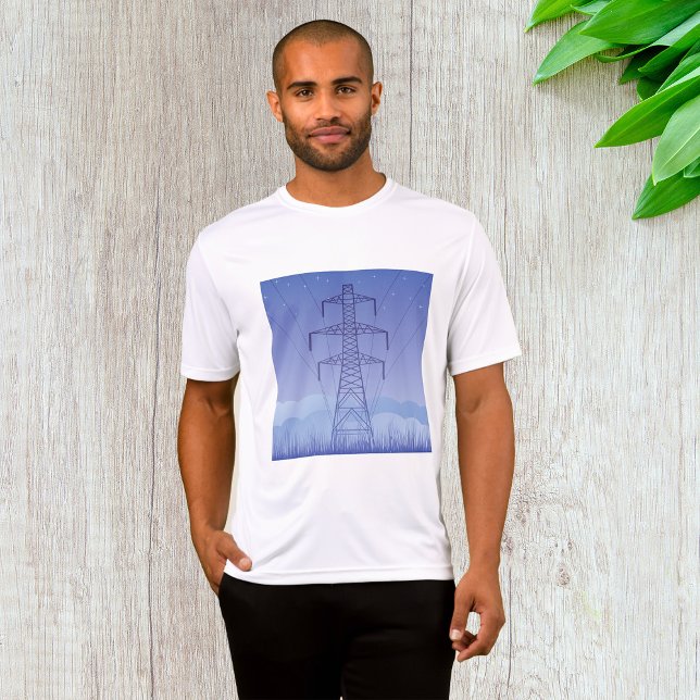 Camiseta Torre de transmissão de energia elétrica no céu no (Criador carregado)