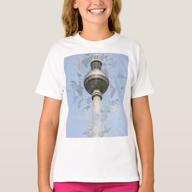 Camiseta Torre de TV de Berlim Arte de Viagem Abstrata Alem (Frente)
