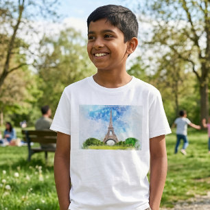 Camiseta Torre Eiffel Aquarela Arte de Impressão da Silhuet