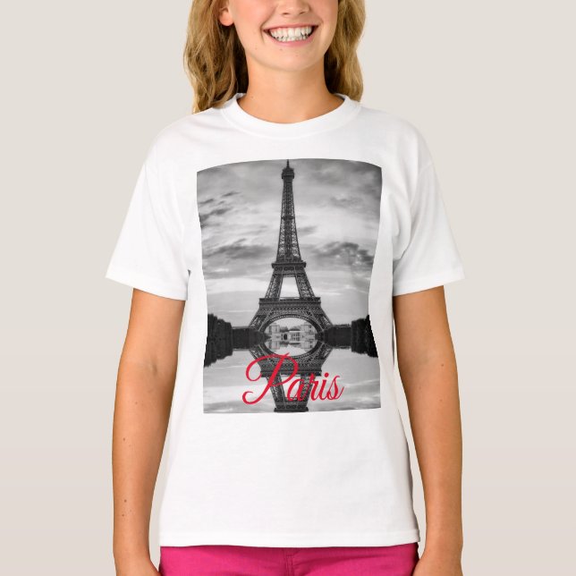Camiseta Torre Eiffel Branca Negra Torre Paris Viagem (Frente)