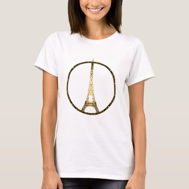 Camiseta Torre Eiffel brilho dourado lantejoulas (Frente)