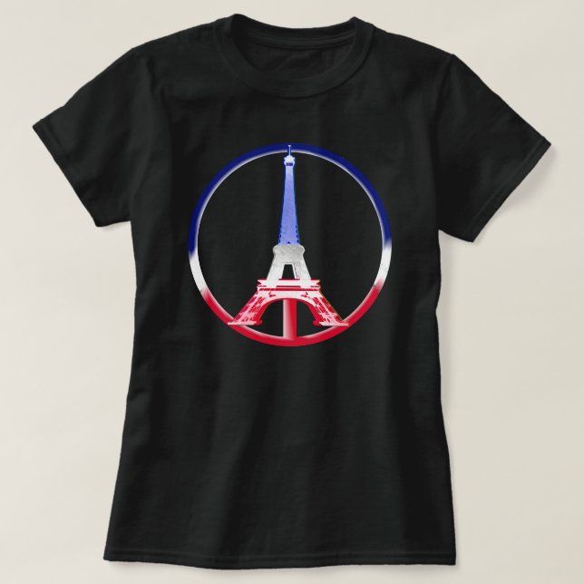 Camiseta Torre Eiffel de Paz de Paris (Frente do Design)