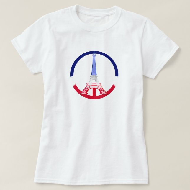 Camiseta Torre Eiffel de Paz de Paris (Frente do Design)