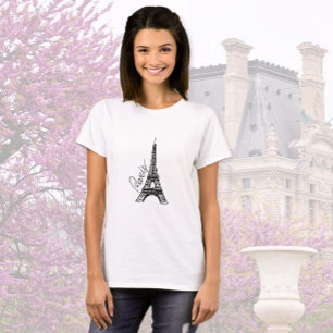 Camiseta Torre Eiffel de tinta preta