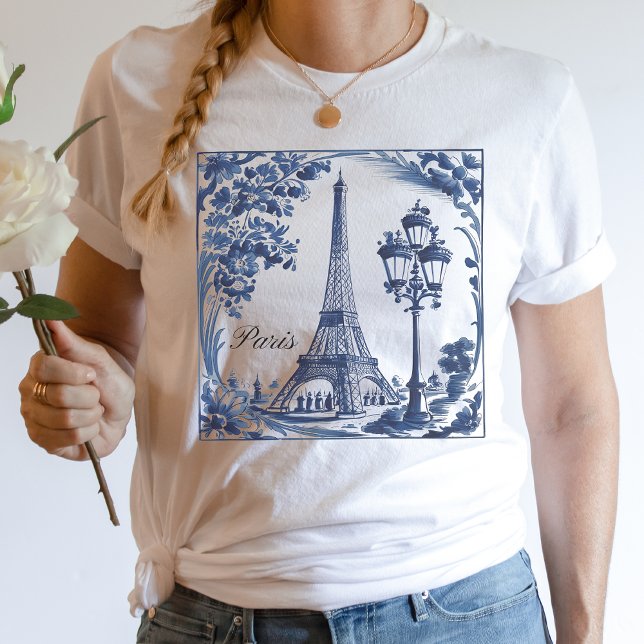 Camiseta Torre Eiffel Paris Azul Delft (Criador carregado)