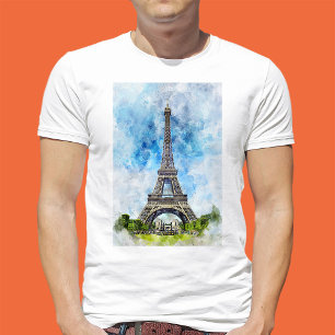 Camiseta Torre Eiffel Paris França Aquarela