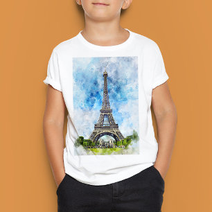 Camiseta Torre Eiffel Paris França Aquarela