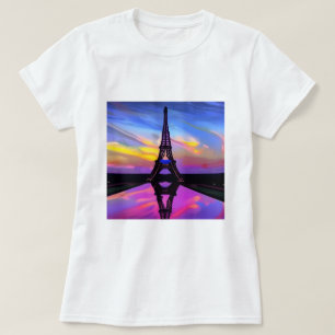 Camiseta Torre Eiffel Picturesca Em Um Sunset Brilhante