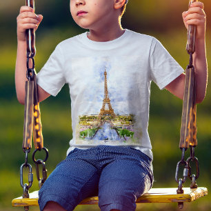 Camiseta Torre Eiffel Pôr do Sol Paris Água-Forte Francês