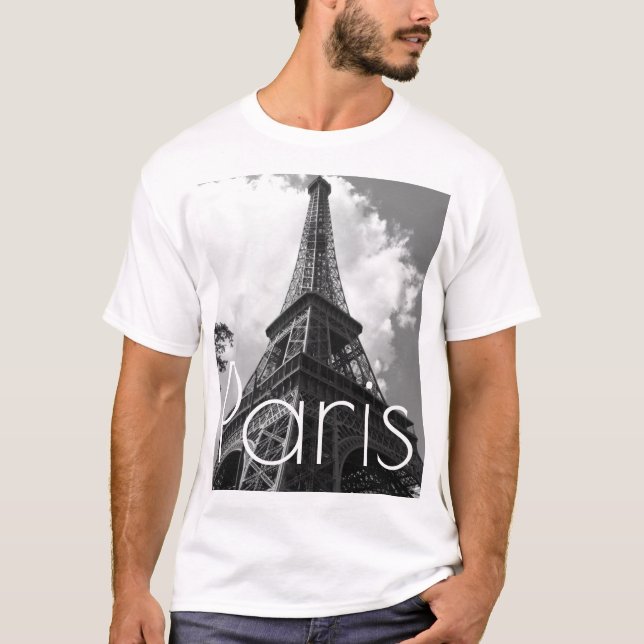 Camiseta Torre Eiffel Preta e Branca em Paris (Frente)
