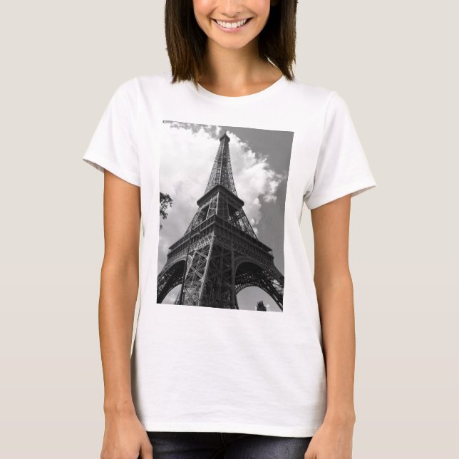 Camiseta Torre Eiffel Preta e Branca em Paris (Frente)