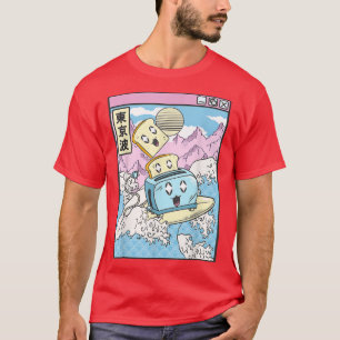 Camiseta Torre Feliz De Surfe No Japão Ondas Kawaii Vap