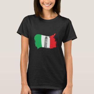 Camiseta Torre Inclinada de Pisa na Toscana com a Bandeira 