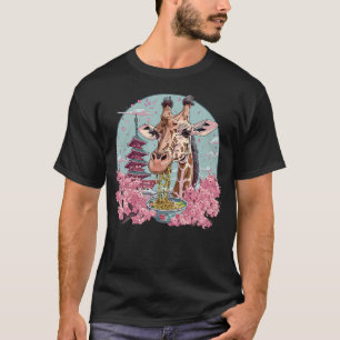Camiseta Torre Pagode de Ramen Japonês de Girafa