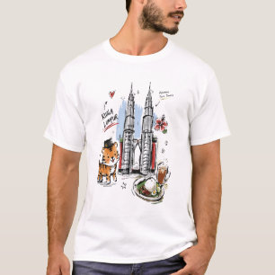 Camiseta Torres Petronas Fofas Desenho de Kuala Lumpur