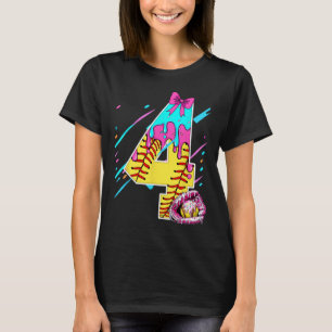 Camiseta Torta de Aniversário de 4 Anos Sorvete Softll Drip