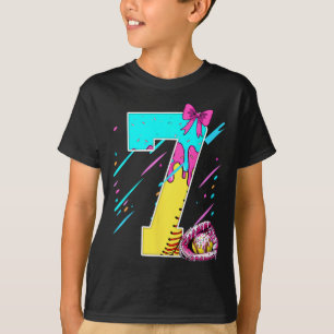 Camiseta Torta de Aniversário de 7 Anos com Sorvete Drip Bo