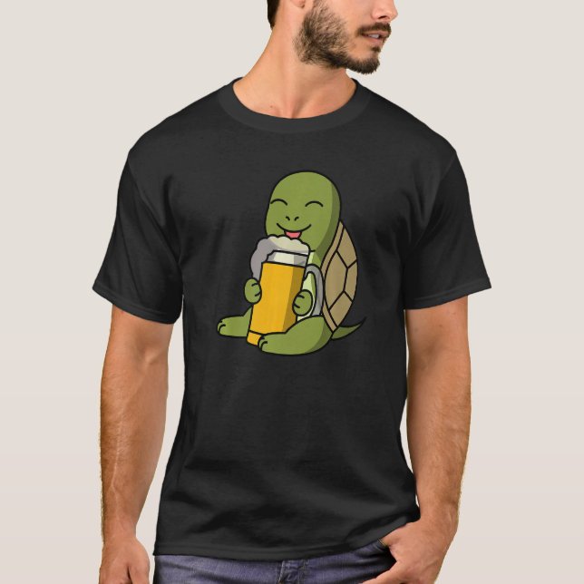 Camiseta Tortoise Bebendo Beer Pet (Frente)